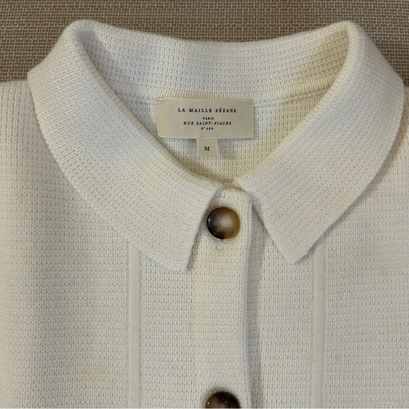 BEST Sezane Will Knit Jacket - Ecru Ivory French Cotton French Causal - Picture 7 of 12